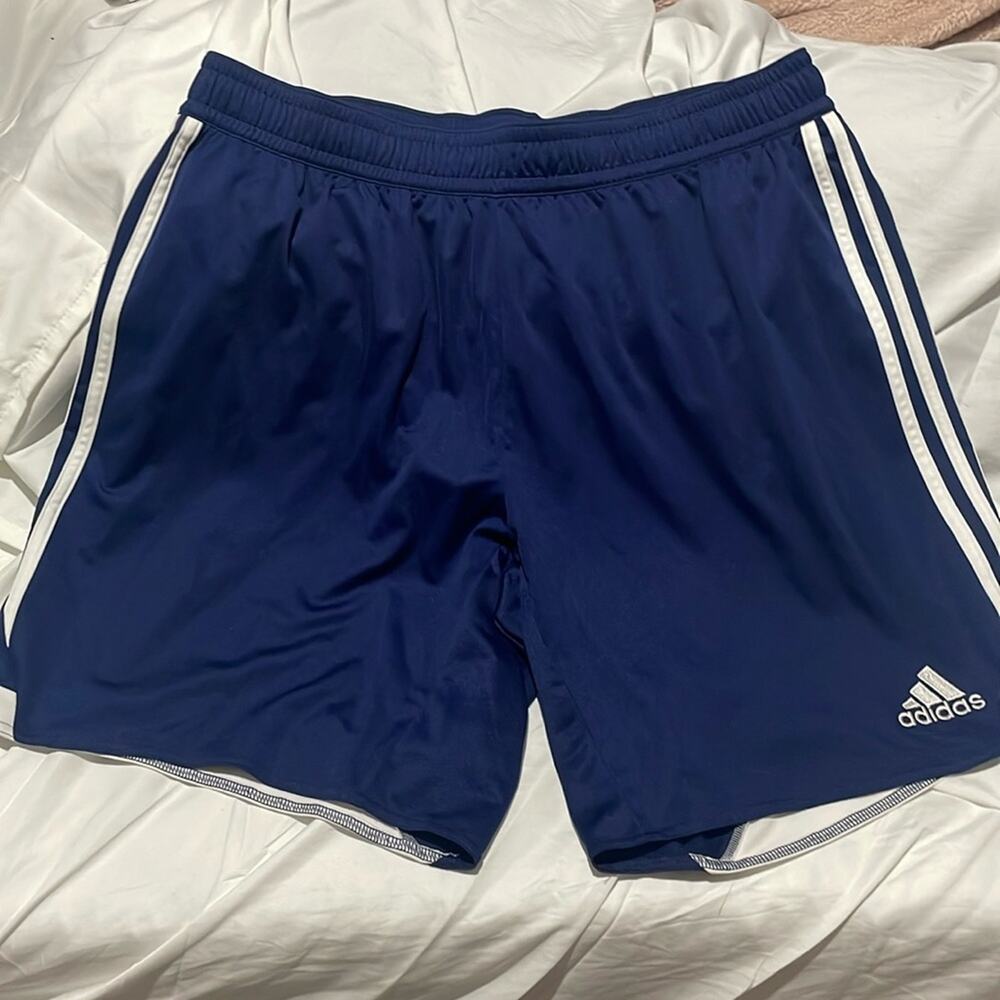 Adidas XL blue white workout shorts elastic waist drawstring nwt performance